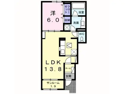 ライツ・カーサA(1LDK/1階)の間取り写真