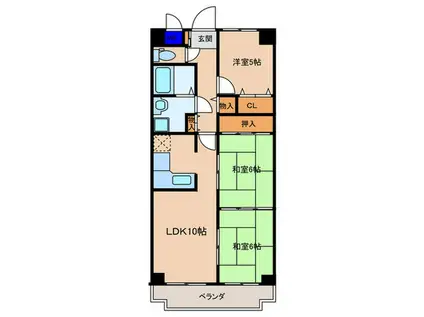 グランドハイツ洛南(3LDK/4階)の間取り写真