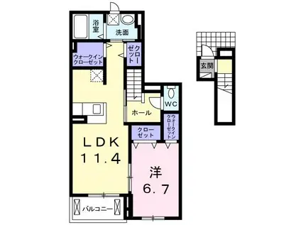 ベル リアン(1LDK/2階)の間取り写真