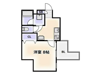 フォレスト難波(1K/5階)の間取り写真