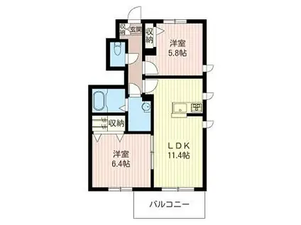 メゾン・ダルモニA(2LDK/1階)の間取り写真