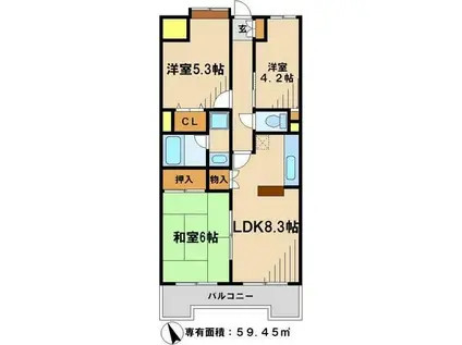 インシュランスビル 5(3LDK/3階)の間取り写真