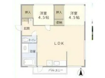 ニュー柏コーポラス(2LDK/1階)の間取り写真