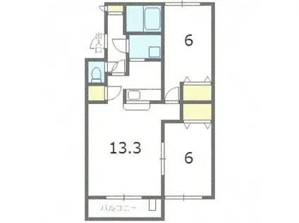 ラフィナート宮の沢(2LDK/3階)の間取り写真