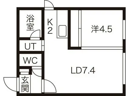 アーバンテラス北26条II(1DK/4階)の間取り写真