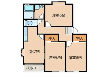 ファームオリザ(3DK/2階)の間取り写真