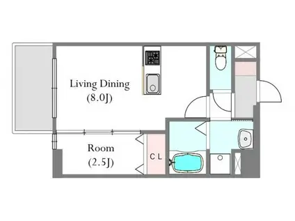 MODERN PALAZZO 長崎 CENTRAL(1LDK/8階)の間取り写真