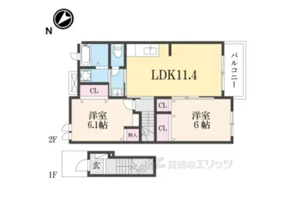 ファミリータイズⅢ(2LDK/2階)の間取り写真