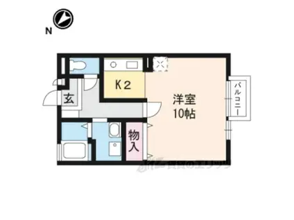 プラムコート(1K/2階)の間取り写真