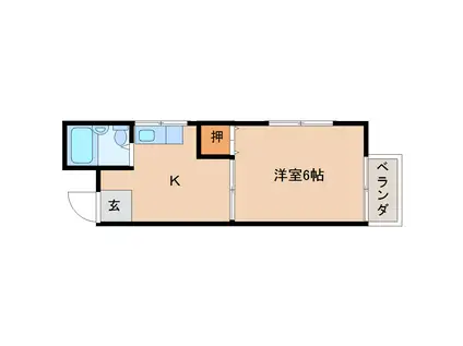 セジュール手貝(1K/1階)の間取り写真