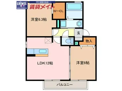 サンフィットスクエア(2LDK/2階)の間取り写真
