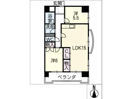 ウノモリックス(2LDK/4階)の間取り写真