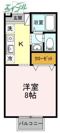 エクレール青江(ワンルーム/2階)の間取り写真