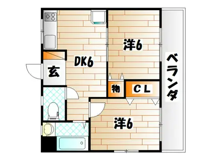橋本ビル(2DK/2階)の間取り写真