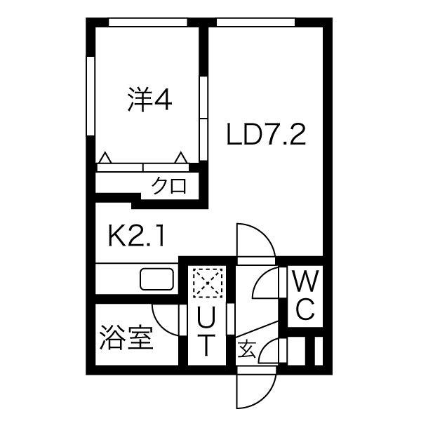CHAMBRE西町(1LDK/4階)の間取り写真