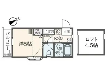 HILLS柏葉B号棟(1K/1階)の間取り写真