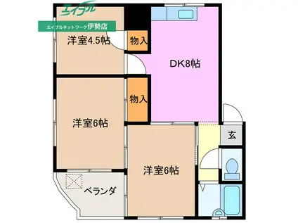 メゾン横山I(3DK/2階)の間取り写真