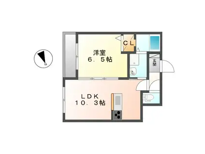 エトワール川崎平間(1LDK/2階)の間取り写真