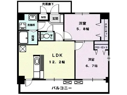 エターナル・スクエア(2LDK/1階)の間取り写真