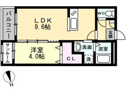 ドリーム17(1LDK/2階)の間取り写真