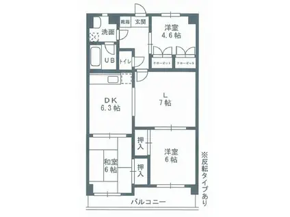 ラ・コリーナ(3LDK/1階)の間取り写真