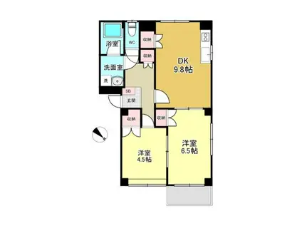 CASA FELICE鶴間(2DK/1階)の間取り写真