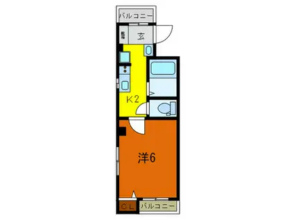呉ビル(1K/3階)の間取り写真
