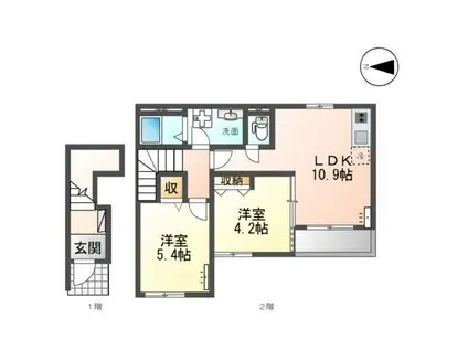 メゾン・クワトロ(2LDK/2階)の間取り写真