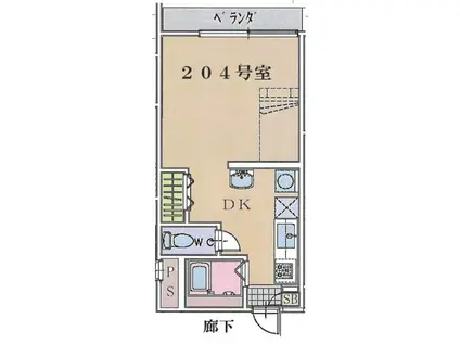 アイ・ビレッジ津田沼(1DK/2階)の間取り写真