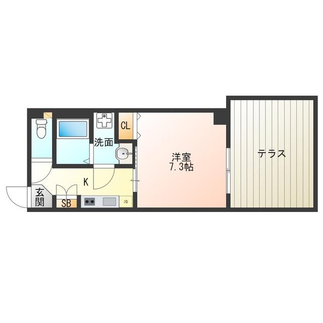 ライフフィールド福島吉野(1K/1階)の間取り写真