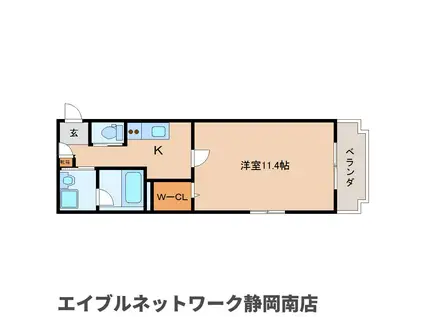 オラシオン稲川(1K/4階)の間取り写真