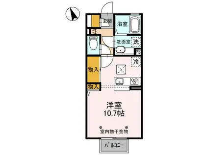 D-ROOM クワトロ ヤナギノ B106(ワンルーム/1階)の間取り写真