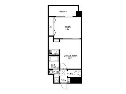 アブレスト野間(1DK/4階)の間取り写真