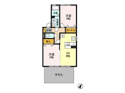 シャンドフルール(2DK/1階)の間取り写真