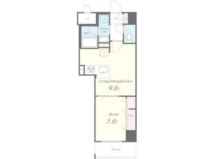 LA GRACIA 四谷(1LDK/9階)の間取り写真