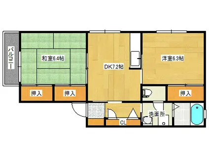 オリエントたになか(2DK/2階)の間取り写真