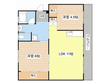 ビレッジハウス南小足第二 1号棟(2LDK/5階)の間取り写真