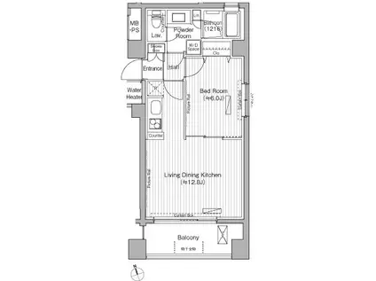 グランハイツ白金台(1LDK/3階)の間取り写真