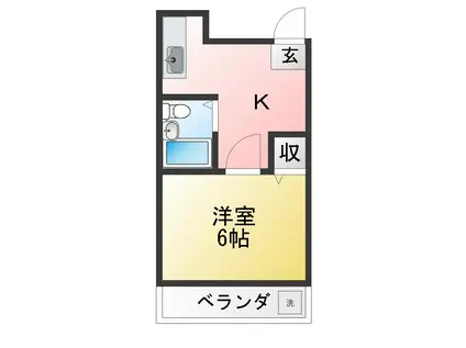 ハッピーヒル(1K/2階)の間取り写真