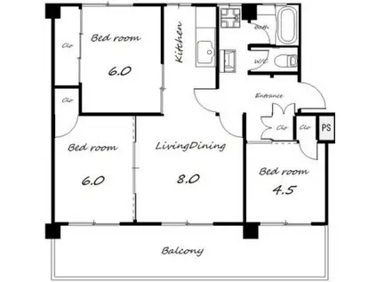 ヴィラナリー加東III 2号棟(3LDK/4階)の間取り写真