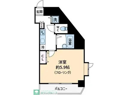 メインステージ日本橋馬喰町(1K/12階)の間取り写真
