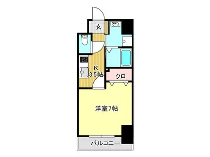 グリーンコート(1K/6階)の間取り写真