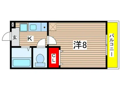 グリーングラス(1K/2階)の間取り写真