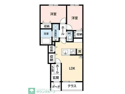 フルール・メゾン(2LDK/1階)の間取り写真