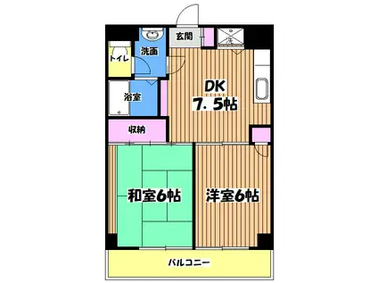 メゾンマルベリィ(2DK/3階)の間取り写真