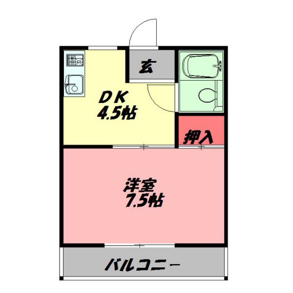 コトブキマンション(1DK/2階)の間取り写真