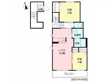 シャーメゾン春日(2LDK/2階)の間取り写真