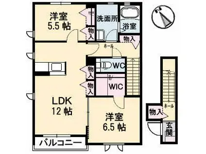 シャーメゾン・トパーズ N(2LDK/2階)の間取り写真