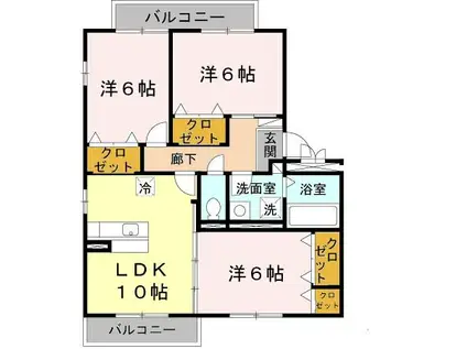 クレール(3LDK/3階)の間取り写真
