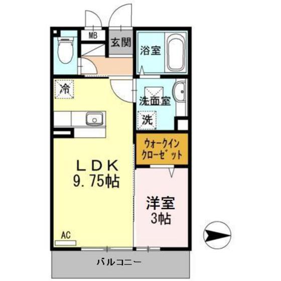 ジュネス西中野(1LDK/3階)の間取り写真